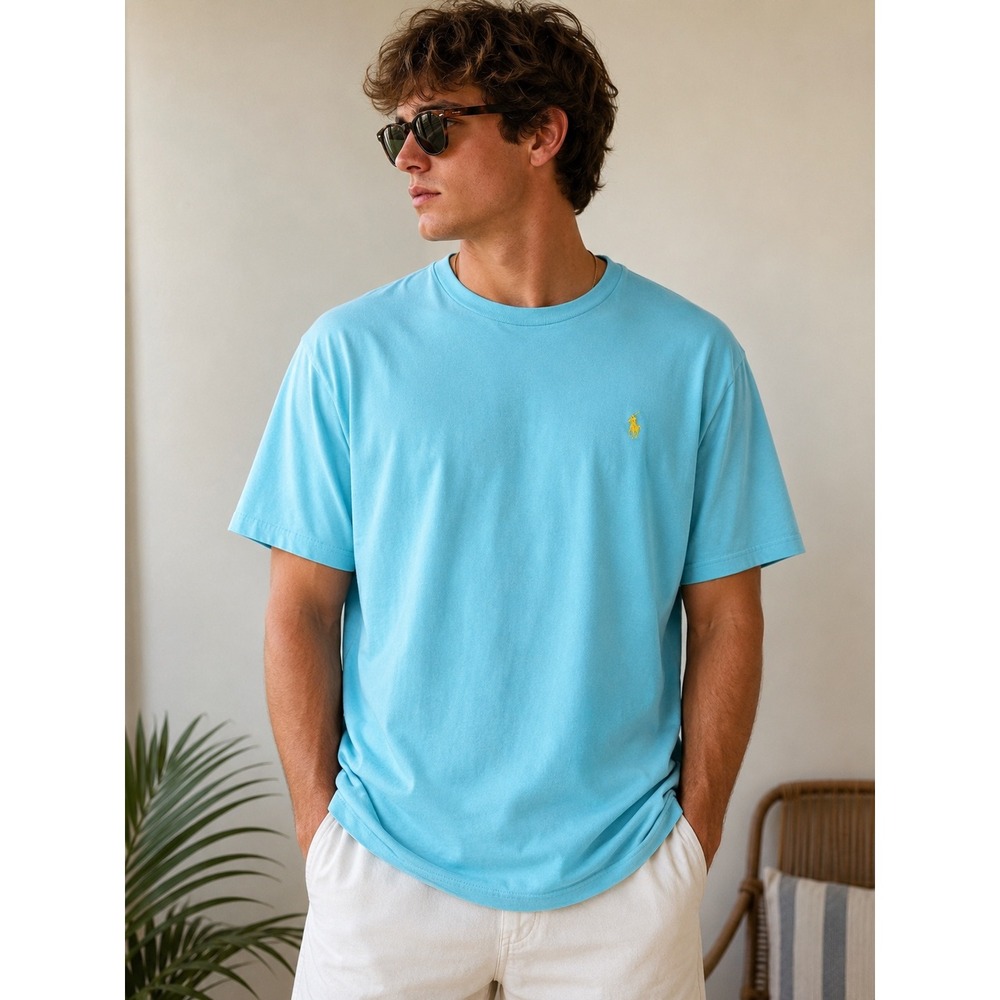 Polo Ralph Lauren Mens Blue Crewneck T-Shirt XL Short Sleeve Pony Logo Basic Tee